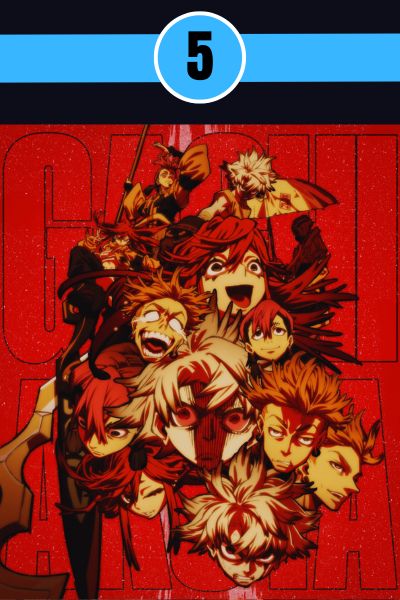 gachiakuta-anime-2025-revenge-key-visual.jpg Gachiakuta 2025 anime key visual featuring Rudo with chaotic red background and multiple character faces