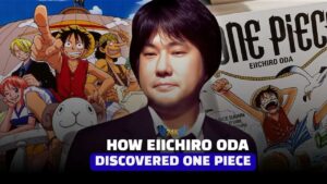 Eiichiro Oda, creator of One Piece, with manga cover background – 24K Anime Network feature image.