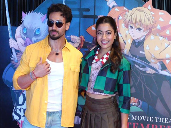 Rashmika Mandanna and Tiger Shroff at the Demon Slayer Infinity Castle fan screening in Mumbai, September 2025.