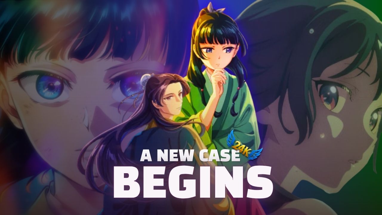 The Apothecary Diaries Season 3 and Movie 2026 announcement visual featuring Maomao and Jinshi — official confirmation with original story written by Natsu Hyuuga.